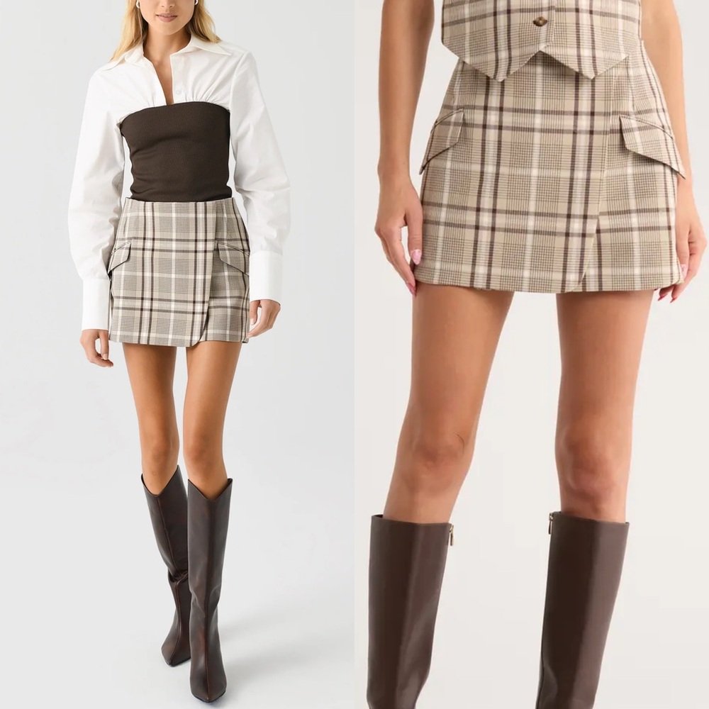 Simkhai Payton Plaid Wrap Mini Skirt - Picture 1 of 6